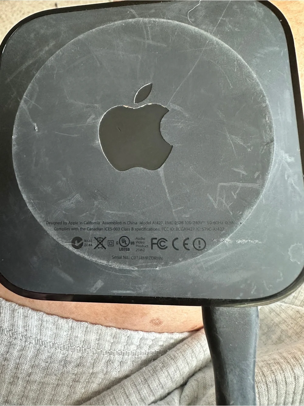 Apple Black Media Streamer Power Adapter with Integrated Cord
